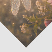 ピンクの芍薬の春の庭園を飛ぶトンボ 薄葉紙 (詳細)
