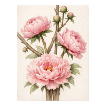 ピンクの芍薬の植物図