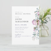 ピンクの芍薬の植物学的な結婚前お茶会 招待状 (スタンド正面)