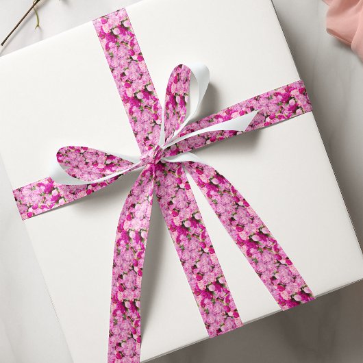 ピンクの芍薬の模様 グログランリボン