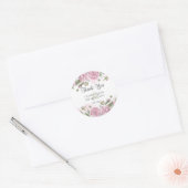 ピンクの芍薬の水彩ウェディング ラウンドシール (封筒)