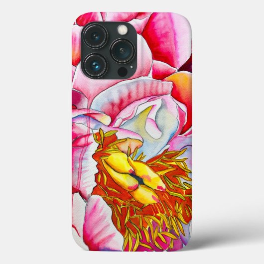 ピンクの芍薬の水彩ファインアート Case-Mate iPhoneケース (裏面)