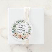 ピンクの芍薬の水彩ユーカリの結婚式前ウェディングシャワー フェイバータグ (インサイチュ)