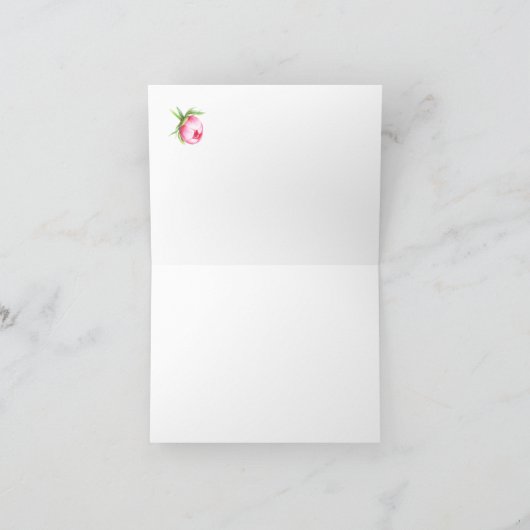 ピンクの芍薬の水彩画の花のウェディング サンクス サンキューカード (内部)