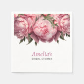 ピンクの芍薬の水彩画 ブライダルシャワー スタンダードカクテルナプキン (正面)