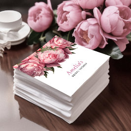 ピンクの芍薬の水彩画 ブライダルシャワー スタンダードカクテルナプキン