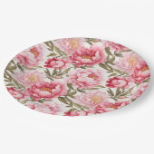 ピンクの芍薬の紙皿 ペーパープレート (アングル)