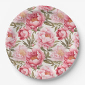 ピンクの芍薬の紙皿 ペーパープレート (正面)