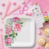 ピンクの芍薬の紙皿 ペーパープレート (パーティー)