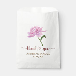  ピンクの芍薬の結婚式のお礼 フェイバーバッグ