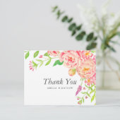 ピンクの芍薬の結婚式のお礼 ポストカード (スタンド正面)