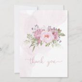 ピンクの芍薬の結婚式の御礼カード サンキューカード (正面)