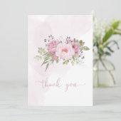 ピンクの芍薬の結婚式の御礼カード サンキューカード (スタンド正面)