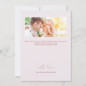 ピンクの芍薬の結婚式の御礼カード サンキューカード (裏面)