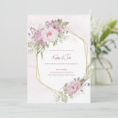 ピンクの芍薬の結婚式招待状 招待状 (スタンド正面)