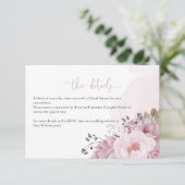 ピンクの芍薬の結婚式詳細カード エンクロージャーカード (スタンド正面)