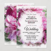 *～* ピンクの芍薬の絵画 芸術的なAR1 ウェディング 招待状 (正面/裏面)