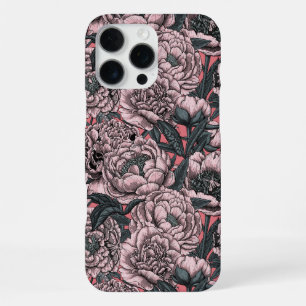 ピンクの芍薬の花と蛾 iPhone 16 PRO MAXケース