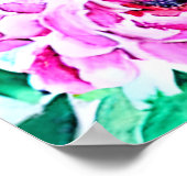 ピンクの芍薬の花のウェディングシャワーの歓迎サイン ポスター (角)