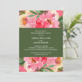 ピンクの芍薬の花のエンゲージメントパーティー 招待状 (スタンド正面)