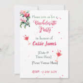 ピンクの芍薬の花のカクテル バチェロレッテパーティー 招待状 (正面)