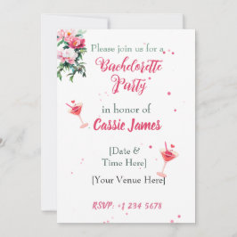 ピンクの芍薬の花のカクテル ブライズメイドパーティー 招待状