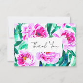 ピンクの芍薬の花のブライダルシャワー サンキューカード (正面)
