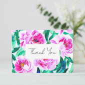 ピンクの芍薬の花のブライダルシャワー サンキューカード (スタンド正面)