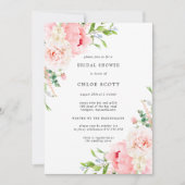 ピンクの芍薬の花のボタニカルなデザインのウェディングシャワーの招待状 招待状 (正面)