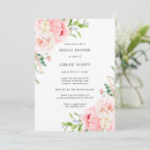 ピンクの芍薬の花のボタニカルなデザインのウェディングシャワーの招待状 招待状 (スタンド正面)