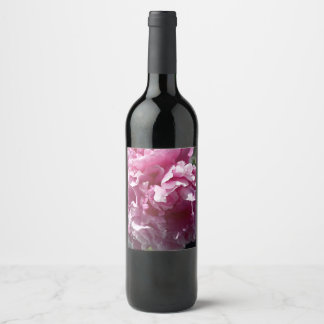 ピンクの芍薬の花のワインボトルラベル ワインラベル