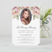 ピンクの芍薬の花の写真 追悼記念に 招待状 (スタンド正面)