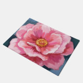 ピンクの芍薬の花の水彩画の花 ドアマット (アングル)