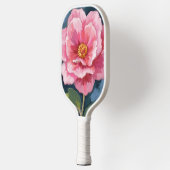ピンクの芍薬の花の水彩画の花 ピックルボールラケット (左)