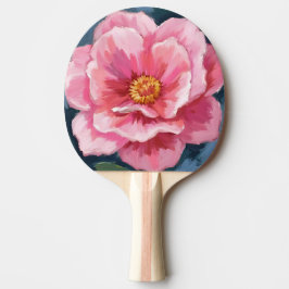 ピンクの芍薬の花の水彩画の花 卓球ラケット