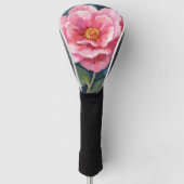 ピンクの芍薬の花の水彩画フラワー ゴルフヘッドカバー (正面)
