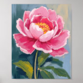 ピンクの芍薬の花の水彩画 ポスター (正面)