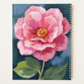 ピンクの芍薬の花の水彩花柄 プランナー手帳 (裏面)