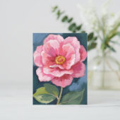 ピンクの芍薬の花の水彩花柄 ポストカード (スタンド正面)
