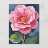 ピンクの芍薬の花の水彩花柄 ポストカード (正面)