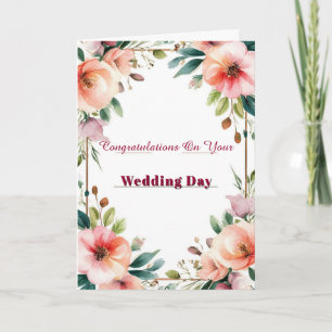 ピンクの芍薬の花の結婚式の祝福のグリーティングカード 💍 カード