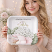 ピンクの芍薬の花の18歳の誕生日  ペーパープレート