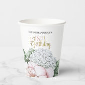ピンクの芍薬の花の18歳の誕生日  紙コップ (正面)