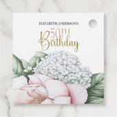 ピンクの芍薬の花の50歳の誕生日  フェイバータグ (裏面)