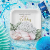ピンクの芍薬の花の50歳の誕生日  ペーパープレート (パーティー)