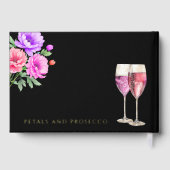 ピンクの芍薬の花びらとプロセッコ ブライダルシャワー ゲストブック (裏面)