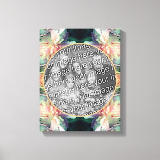 ピンクの芍薬の花フレーム　あなただけの写真を作ろう キャンバスプリント (正面)