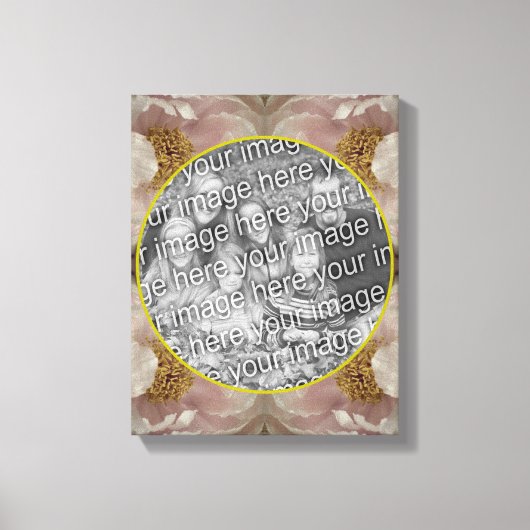 ピンクの芍薬の花フレーム 自分だけの写真を作ろう キャンバスプリント (正面)