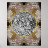 ピンクの芍薬の花フレーム 自分だけの写真を作ろう ポスター (正面)