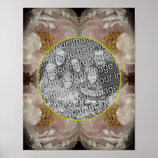 ピンクの芍薬の花フレーム　自分だけの写真を作ろう ポスター (正面)